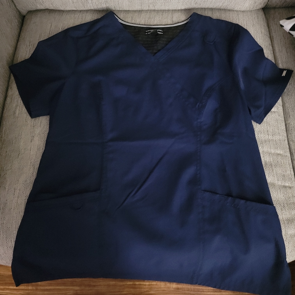 Elle Pinstripe Scrub Top